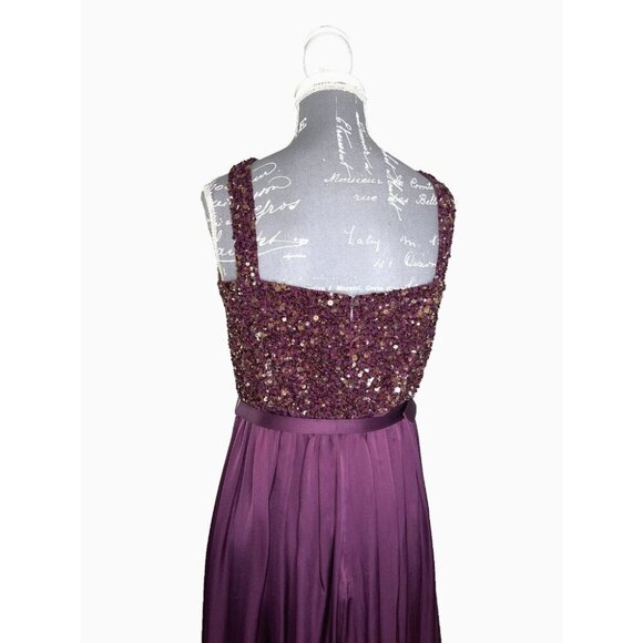 Theia Gown Purple Beaded Silk Sleeveless โ Size 12 โ Gala/Wedding - Picture 3 of 4